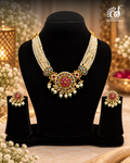 Multi-Strand Pearl Necklace Set with Paachi Work