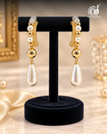 Pearl Hoop Earrings with Teardrop Drop