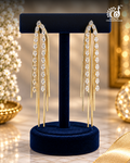 Long Fringe Tassel Earrings with Marquise Stone Detailing