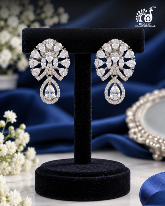 Sunrise AD Pendant Set and Matching Earrings — Silver Tone
