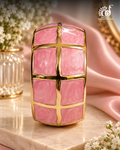 Pink Enamel Grid Kada — Free Size