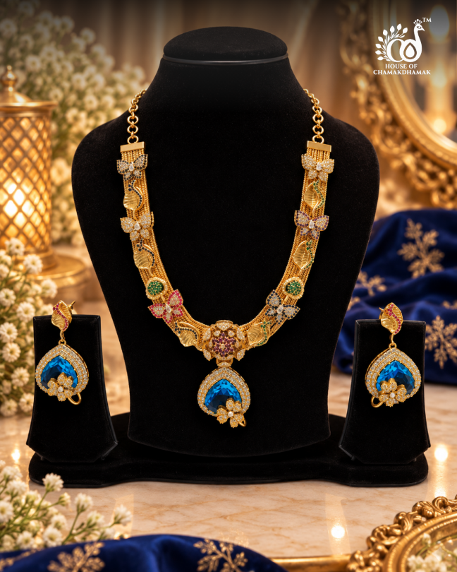 Necklace Set with Blue Doublet and Nano Setting